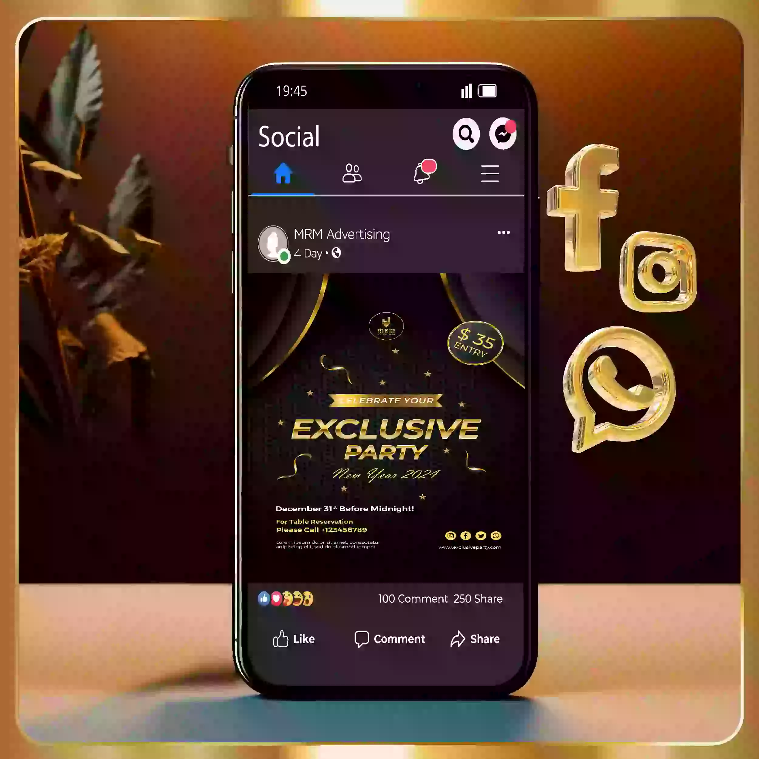 Phone with social media event promotion  